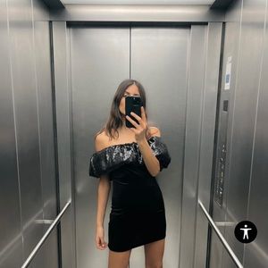 Zara Sparkle Black Mini Dress